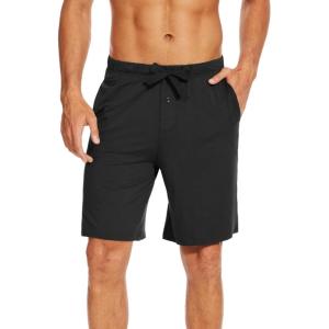 imageWiWi Mens Bamboo Viscose Pajama Shorts Lightweight Lounge Bottoms Soft Knit Sleep Short Pants Loungewear with Pockets S3XCblack