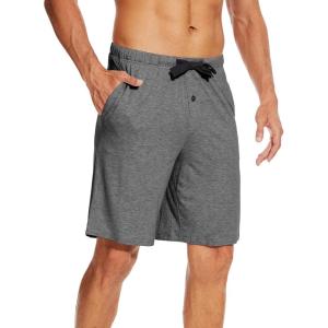 imageWiWi Mens Bamboo Viscose Pajama Shorts Lightweight Lounge Bottoms Soft Knit Sleep Short Pants Loungewear with Pockets S3XCdark Heather Grey