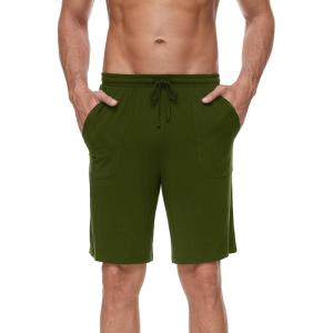 imageWiWi Mens Bamboo Viscose Pajama Shorts Lightweight Lounge Bottoms Soft Knit Sleep Short Pants Loungewear with Pockets S3XDarmy Green