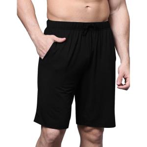 imageWiWi Mens Bamboo Viscose Pajama Shorts Lightweight Lounge Bottoms Soft Knit Sleep Short Pants Loungewear with Pockets S3XDblack