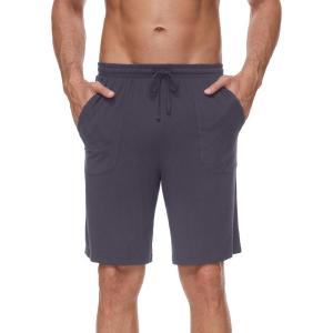 imageWiWi Mens Bamboo Viscose Pajama Shorts Lightweight Lounge Bottoms Soft Knit Sleep Short Pants Loungewear with Pockets S3XDdark Grey