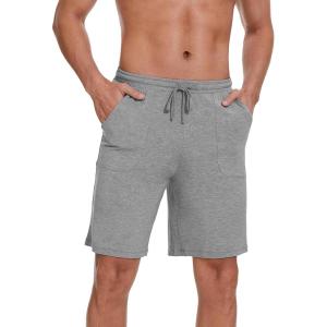 imageWiWi Mens Bamboo Viscose Pajama Shorts Lightweight Lounge Bottoms Soft Knit Sleep Short Pants Loungewear with Pockets S3XDheather Grey