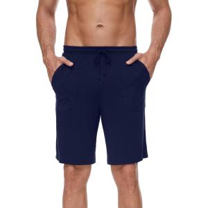 imageWiWi Mens Bamboo Viscose Pajama Shorts Lightweight Lounge Bottoms Soft Knit Sleep Short Pants Loungewear with Pockets S3XDnavy