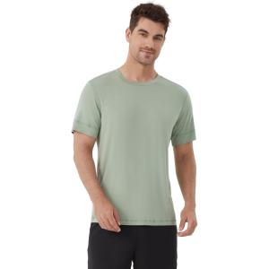 imageWiWi Mens Pajama Sleep Shirt Super Soft Short Sleeve Top Viscose from Bamboo Crew Neck Comfy Solid TShirt S2XLCameo Green