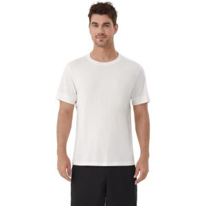 imageWiWi Mens Pajama Sleep Shirt Super Soft Short Sleeve Top Viscose from Bamboo Crew Neck Comfy Solid TShirt S2XLRaw White
