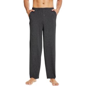 imageWiWi Mens Soft Knit Pajama Pants Lightweight Sleep Lounge Bottoms with Pockets Open Fly Sleepwear Sweatpants SXXLCharcoal