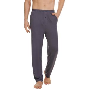 imageWiWi Mens Soft Knit Pajama Pants Lightweight Sleep Lounge Bottoms with Pockets Open Fly Sleepwear Sweatpants SXXLDark Grey