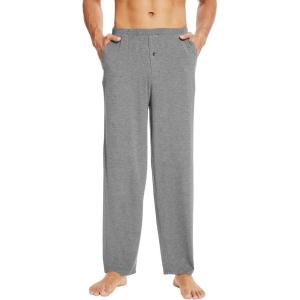 imageWiWi Mens Soft Knit Pajama Pants Lightweight Sleep Lounge Bottoms with Pockets Open Fly Sleepwear Sweatpants SXXLHeather Grey