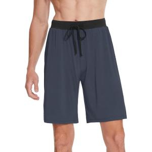 imageWiWi Soft Pajama Bottoms Shorts for Men Sports Pjs Sleep Summer Short Pants Viscose from Bamboo Loungewear SXXLMidnight Blue