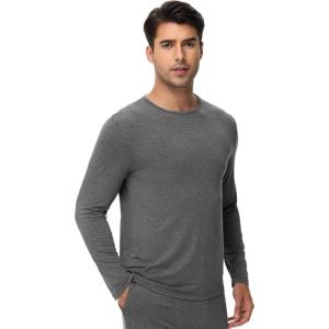 imageWiWi Viscose from Bamboo Mens Long Sleeve Tees Sun Protection Athletic Crew Neck Shirts for Pajamas SXXLAdark Heather Grey