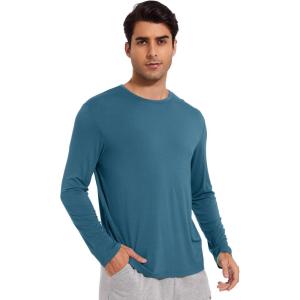 imageWiWi Viscose from Bamboo Mens Long Sleeve Tees Sun Protection Athletic Crew Neck Shirts for Pajamas SXXLAgreen
