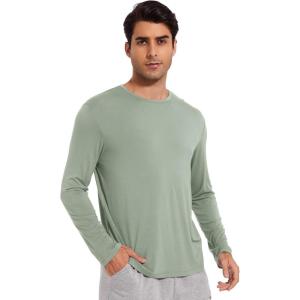imageWiWi Viscose from Bamboo Mens Long Sleeve Tees Sun Protection Athletic Crew Neck Shirts for Pajamas SXXLAjasmine Green