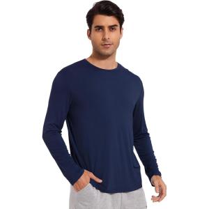 imageWiWi Viscose from Bamboo Mens Long Sleeve Tees Sun Protection Athletic Crew Neck Shirts for Pajamas SXXLAnavy