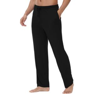 imageWiWi Viscose from Bamboo Mens Sleep Pant Sports Trousers with Pockets Light bottom SXXLAblack