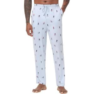 imageWiWi Viscose from Bamboo Mens Sleep Pant Sports Trousers with Pockets Light bottom SXXLAskiing on Light Blue
