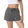 imageWiWi Bamboo Visose Pajama Shorts for Women Soft Sleep Bottoms Plus Size Lounge Boxers Pj Sleepwear Bottom S4XCblack White Stripe