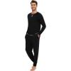 imageWiWi Mens Pajama Set Drawstring Jogger with Pocket Long Sleeve Sleepwear Loungewear Viscose from Bamboo SXXLBlack