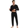 imageWiWi Mens Pajama Set Drawstring Jogger with Pocket Long Sleeve Sleepwear Loungewear Viscose from Bamboo SXXLBlack