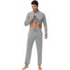 imageWiWi Mens Pajama Set Drawstring Jogger with Pocket Long Sleeve Sleepwear Loungewear Viscose from Bamboo SXXLLight Heather Grey