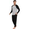 imageWiWi Mens Pajama Set Drawstring Jogger with Pocket Long Sleeve Sleepwear Loungewear Viscose from Bamboo SXXLLight Heather GreyBlack