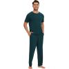 imageWiWi Mens Pajamas Set Viscose from Bamboo Sleepwear Casual Soft Sleep Sets with Pockets Short Sleeve Loungewear SXXLDeep Teal