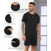 imageWiWi Mens Summer Track Suits 2 Piece Short Sleeve Top Shorts Sweatsuit Outfits with Pockets Soft Casual Loungewear SXXLBlack