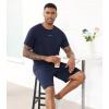imageWiWi Mens Summer Track Suits 2 Piece Short Sleeve Top Shorts Sweatsuit Outfits with Pockets Soft Casual Loungewear SXXLDark Navy