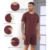 imageWiWi Mens Summer Track Suits 2 Piece Short Sleeve Top Shorts Sweatsuit Outfits with Pockets Soft Casual Loungewear SXXLDeep Brownish Red