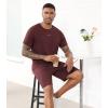 imageWiWi Mens Summer Track Suits 2 Piece Short Sleeve Top Shorts Sweatsuit Outfits with Pockets Soft Casual Loungewear SXXLDeep Brownish Red