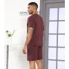 imageWiWi Mens Summer Track Suits 2 Piece Short Sleeve Top Shorts Sweatsuit Outfits with Pockets Soft Casual Loungewear SXXLDeep Brownish Red