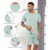 imageWiWi Mens Summer Track Suits 2 Piece Short Sleeve Top Shorts Sweatsuit Outfits with Pockets Soft Casual Loungewear SXXLDusty Aqua