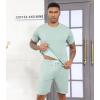 imageWiWi Mens Summer Track Suits 2 Piece Short Sleeve Top Shorts Sweatsuit Outfits with Pockets Soft Casual Loungewear SXXLDusty Aqua