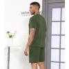 imageWiWi Mens Summer Track Suits 2 Piece Short Sleeve Top Shorts Sweatsuit Outfits with Pockets Soft Casual Loungewear SXXLOlive Green