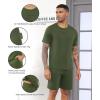 imageWiWi Mens Summer Track Suits 2 Piece Short Sleeve Top Shorts Sweatsuit Outfits with Pockets Soft Casual Loungewear SXXLOlive Green