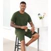 imageWiWi Mens Summer Track Suits 2 Piece Short Sleeve Top Shorts Sweatsuit Outfits with Pockets Soft Casual Loungewear SXXLOlive Green