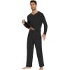 imageWiWi Mens Viscose from Bamboo Pajama Sets Long Sleeve Top and Pants Sleepwear Nightwear Pjs Loungewear Sleep Set SXXLBlack