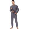 imageWiWi Mens Viscose from Bamboo Pajama Sets Long Sleeve Top and Pants Sleepwear Pjs with Pockets Drawstring SXXLDark Grey
