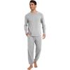 imageWiWi Mens Viscose from Bamboo Pajama Sets Long Sleeve Top and Pants Sleepwear Pjs with Pockets Drawstring SXXLLight Heather Grey
