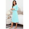 imageWiWi Nightgowns for Women Soft Viscose from Bamboo Long Sleeve Nightshirts Sleepwear Plus Size Nightshirts S3XAqua Blue