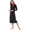 imageWiWi Nightgowns for Women Soft Viscose from Bamboo Long Sleeve Nightshirts Sleepwear Plus Size Nightshirts S3XBlack