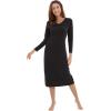 imageWiWi Nightgowns for Women Soft Viscose from Bamboo Long Sleeve Nightshirts Sleepwear Plus Size Nightshirts S3XBlack