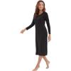 imageWiWi Nightgowns for Women Soft Viscose from Bamboo Long Sleeve Nightshirts Sleepwear Plus Size Nightshirts S3XBlack