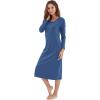 imageWiWi Nightgowns for Women Soft Viscose from Bamboo Long Sleeve Nightshirts Sleepwear Plus Size Nightshirts S3XBlue