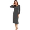imageWiWi Nightgowns for Women Soft Viscose from Bamboo Long Sleeve Nightshirts Sleepwear Plus Size Nightshirts S3XCharcoal Grey