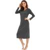 imageWiWi Nightgowns for Women Soft Viscose from Bamboo Long Sleeve Nightshirts Sleepwear Plus Size Nightshirts S3XCharcoal Grey