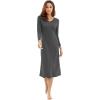 imageWiWi Nightgowns for Women Soft Viscose from Bamboo Long Sleeve Nightshirts Sleepwear Plus Size Nightshirts S3XCharcoal Grey