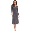 imageWiWi Nightgowns for Women Soft Viscose from Bamboo Long Sleeve Nightshirts Sleepwear Plus Size Nightshirts S3XDark Grey