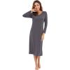imageWiWi Nightgowns for Women Soft Viscose from Bamboo Long Sleeve Nightshirts Sleepwear Plus Size Nightshirts S3XDark Grey