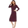 imageWiWi Nightgowns for Women Soft Viscose from Bamboo Long Sleeve Nightshirts Sleepwear Plus Size Nightshirts S3XFig Red