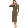 imageWiWi Nightgowns for Women Soft Viscose from Bamboo Long Sleeve Nightshirts Sleepwear Plus Size Nightshirts S3XGreen